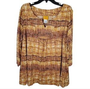 Ruby Fall-Colored Patterned Tunic Neck Blouse
